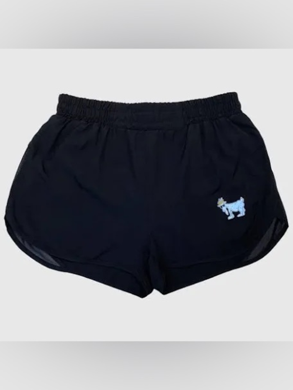 Kids Black Athletic Shorts with Blue Cartoon Patch